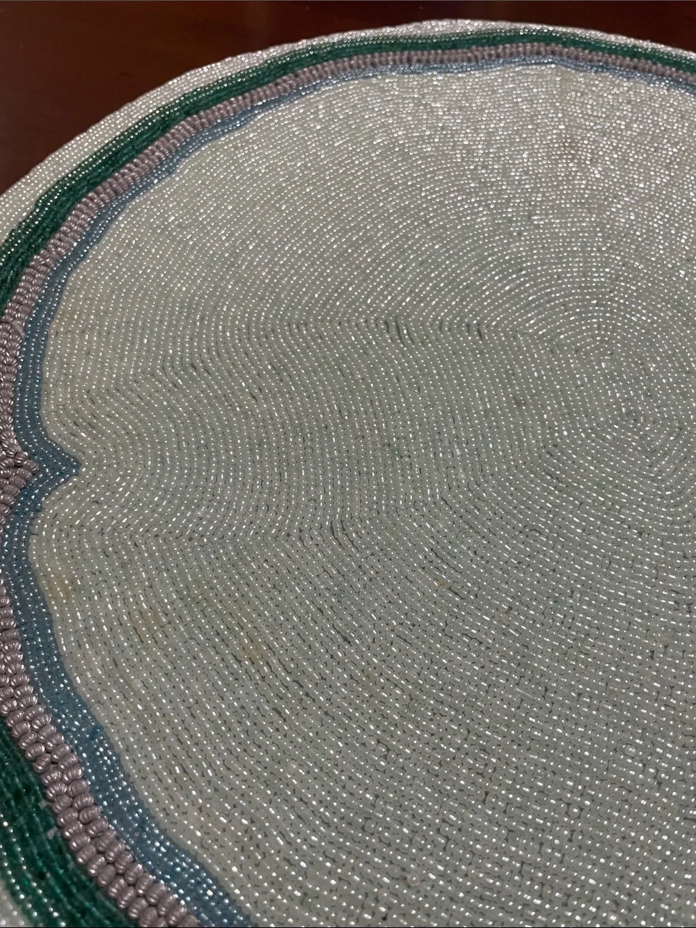 Kim Seybert Round 97% Glass Beaded Placemat in Light Blue, Green